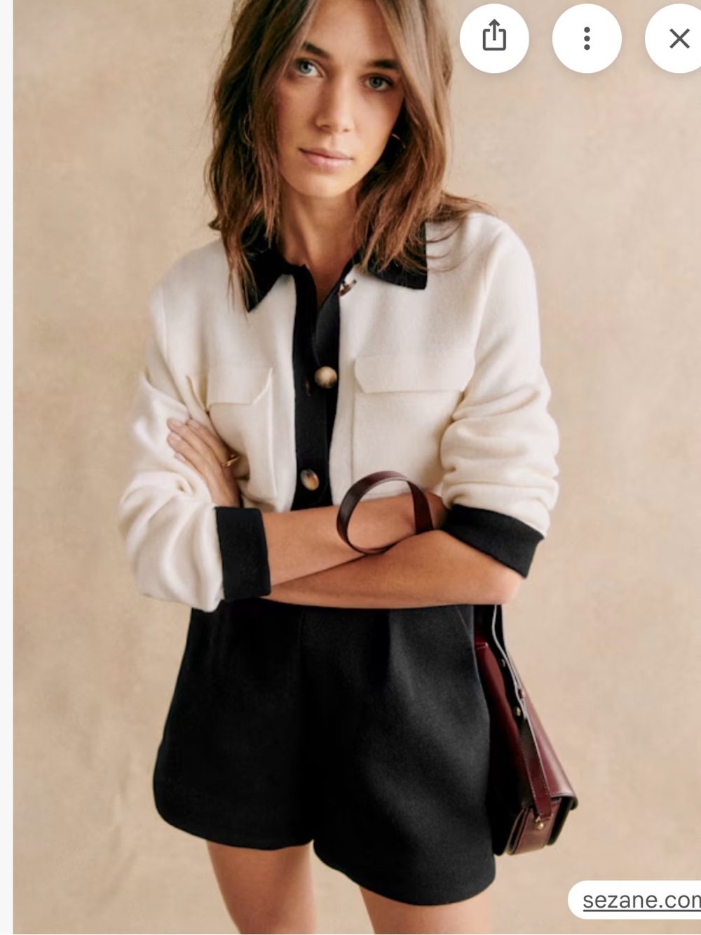 NWT Sezane Betty Cardigan Ecru With Black Details - Size S and Size M